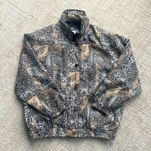 Keren Hart Silk Button Zip Bomber Streetwear Jacket Women's Medium Vintage